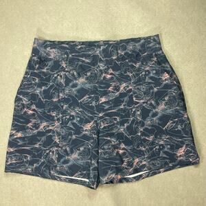 Columbia PFG Fishing Shorts Womens Small Fish Print Performance Stretch Blue